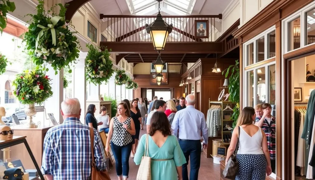 Shoppers browsing boutiques in Georgetown's historic downtown square