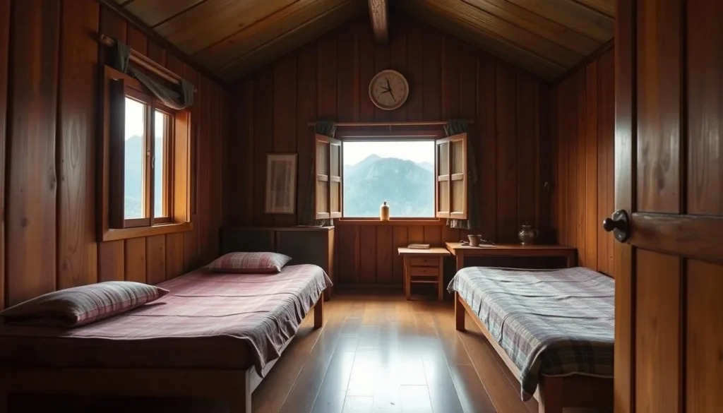 Simple homestay accommodation in Kersik Tuo village with mountain views