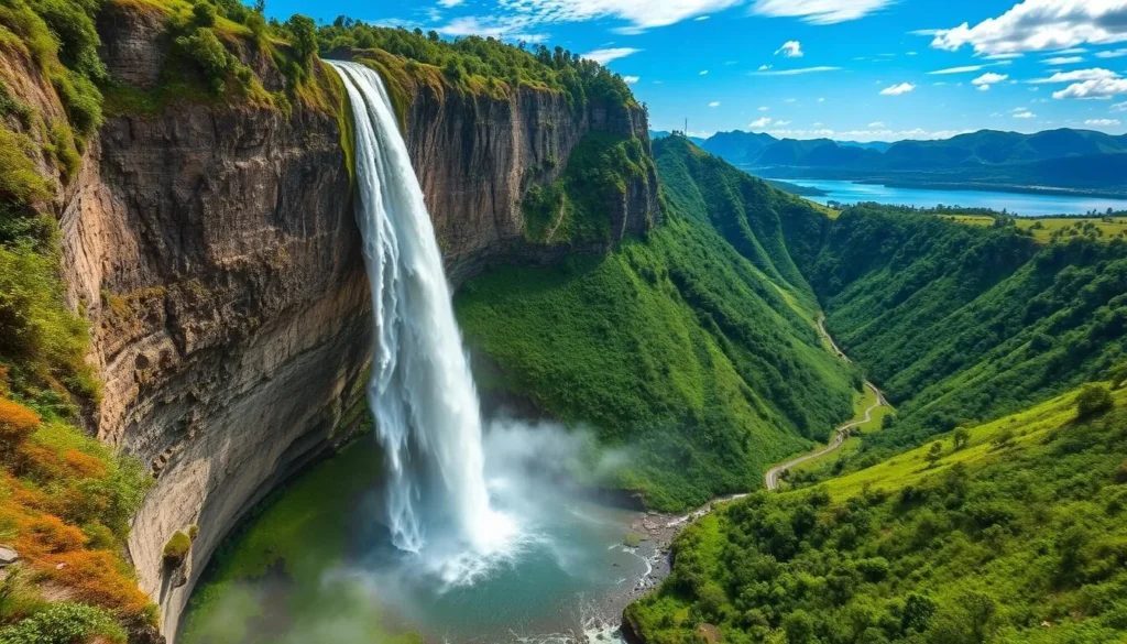 Sipiso-Piso Waterfall near Berastagi with its impressive 120-meter drop Sipiso-Piso Waterfall near Berastagi with its impressive 120-meter drop