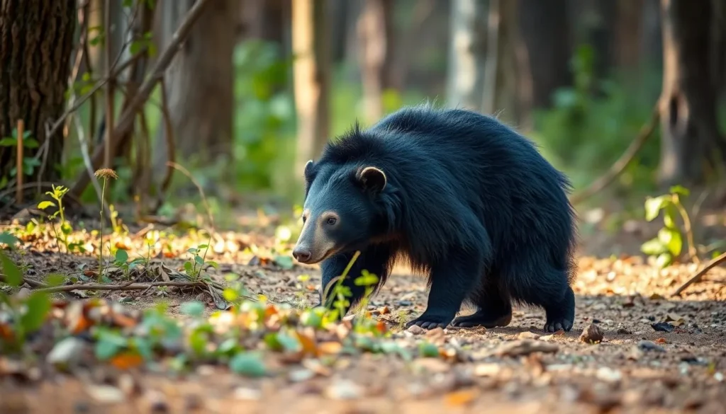 Sloth bear foraging in Wilpattu National Park