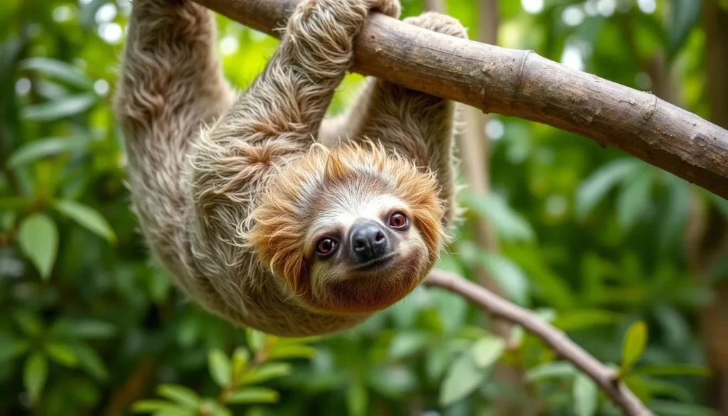 Sloth spotted in a tree at the Botanical Garden in Santa Cruz