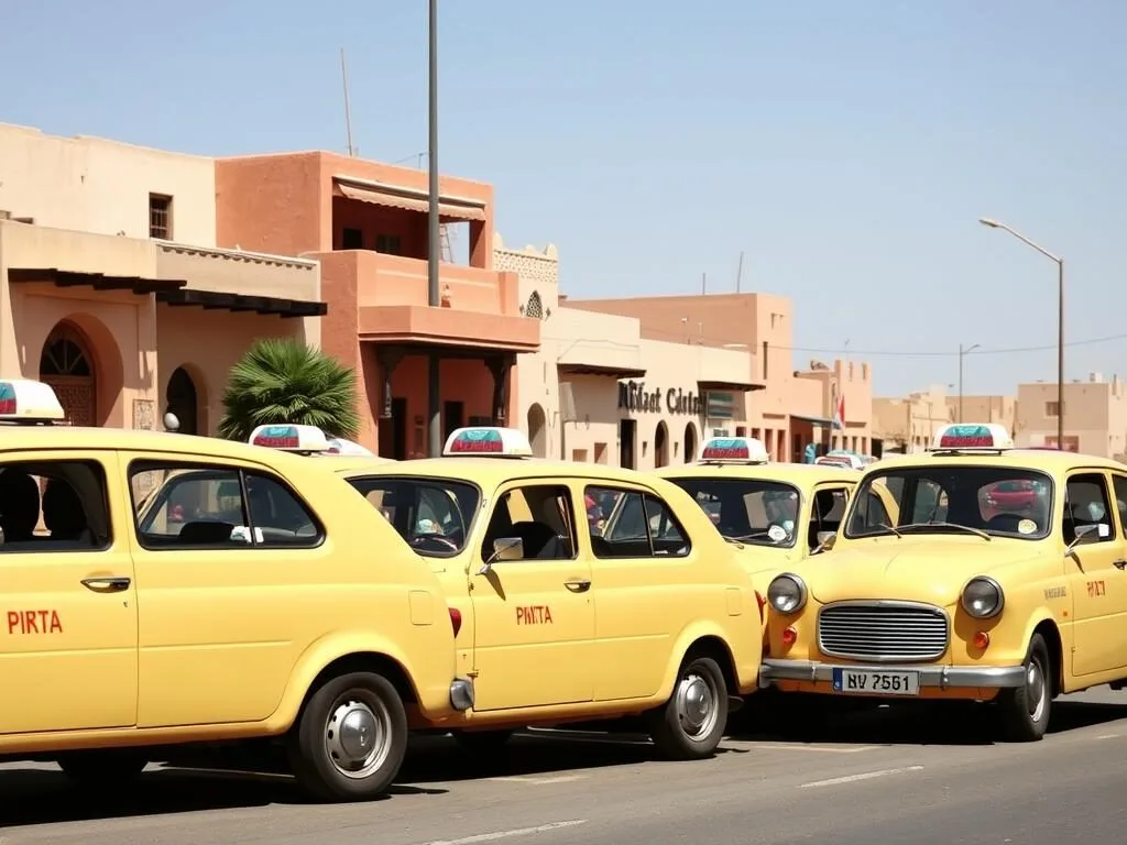 Small taxis in Smara, Morocco city center