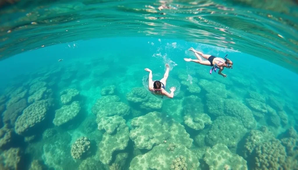 Snorkelers exploring the coral reef at Geoffrey Bay, Magnetic Island
