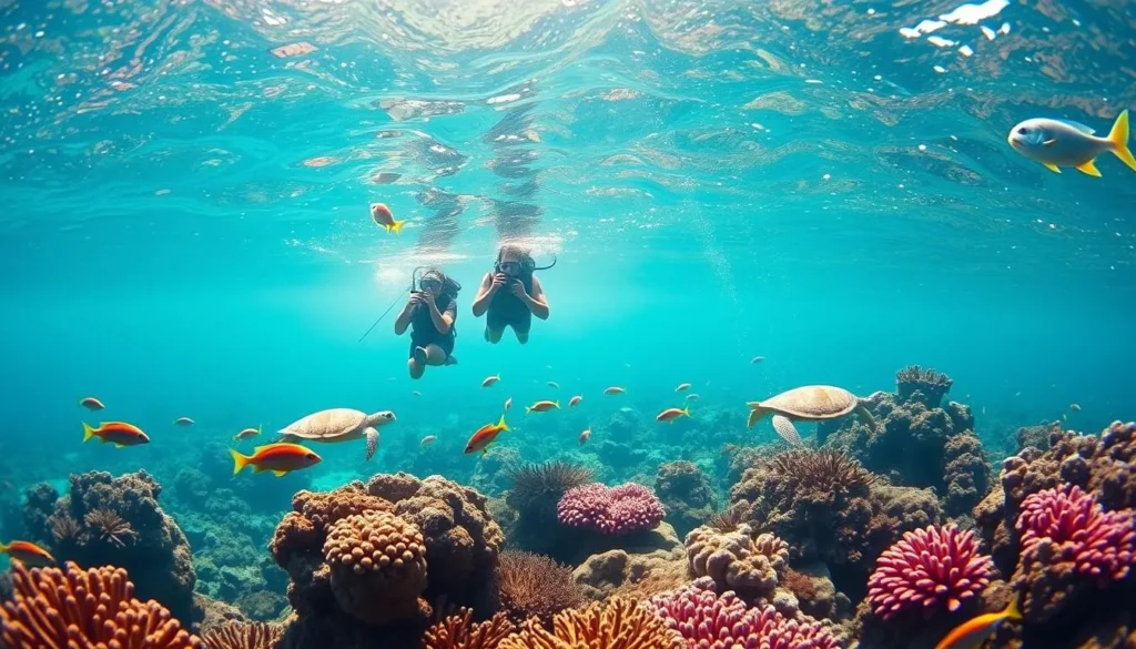 Snorkelers exploring the coral reef at Pigeon Island National Park near Nilaveli