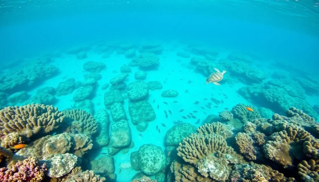 Snorkeling at Heron Island in the Great Barrier Reef near Gladstone Queensland with colorful coral and fish