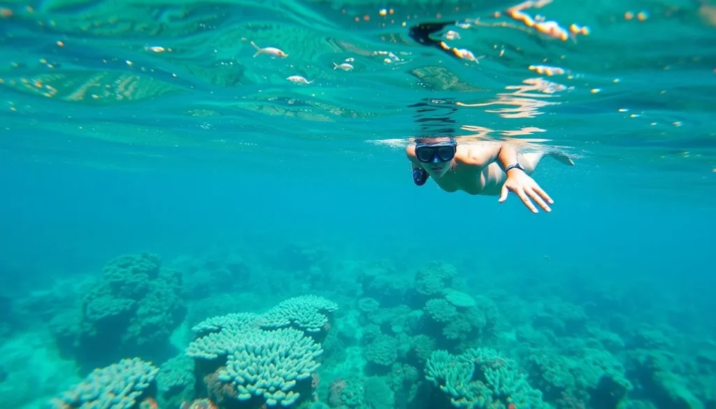 Snorkeling at the coral reef in Jeannette Kawas National Park Honduras