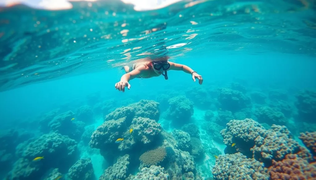 Snorkeling at the reef near Darkwood Beach, Antigua and Barbuda