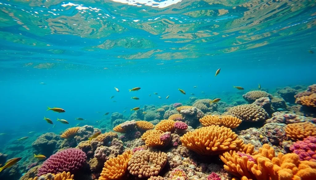 Snorkeling in the clear waters around Pitcairn Island with colorful coral and fish