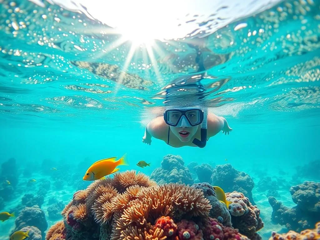 Snorkeling in the clear waters of Dukhan Beach