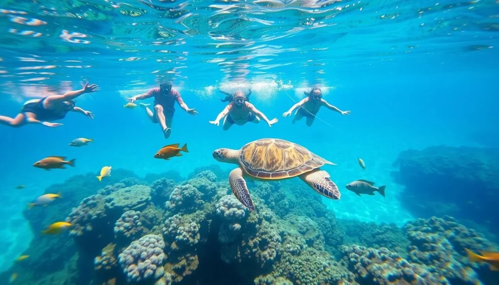 Snorkeling with sea turtles in Carlisle Bay near Hastings, Barbados