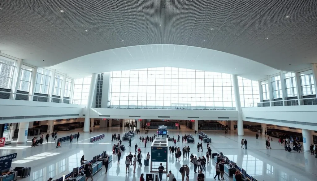 Soekarno-Hatta International Airport terminal with clear skies, gateway for a weather-savvy trip to Jakarta, Indonesia
