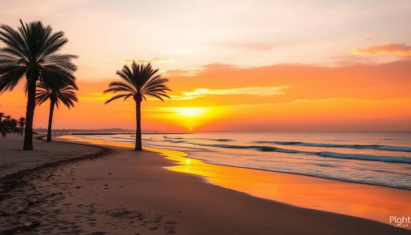 Sohar's beautiful coastline during sunset with perfect weather conditions