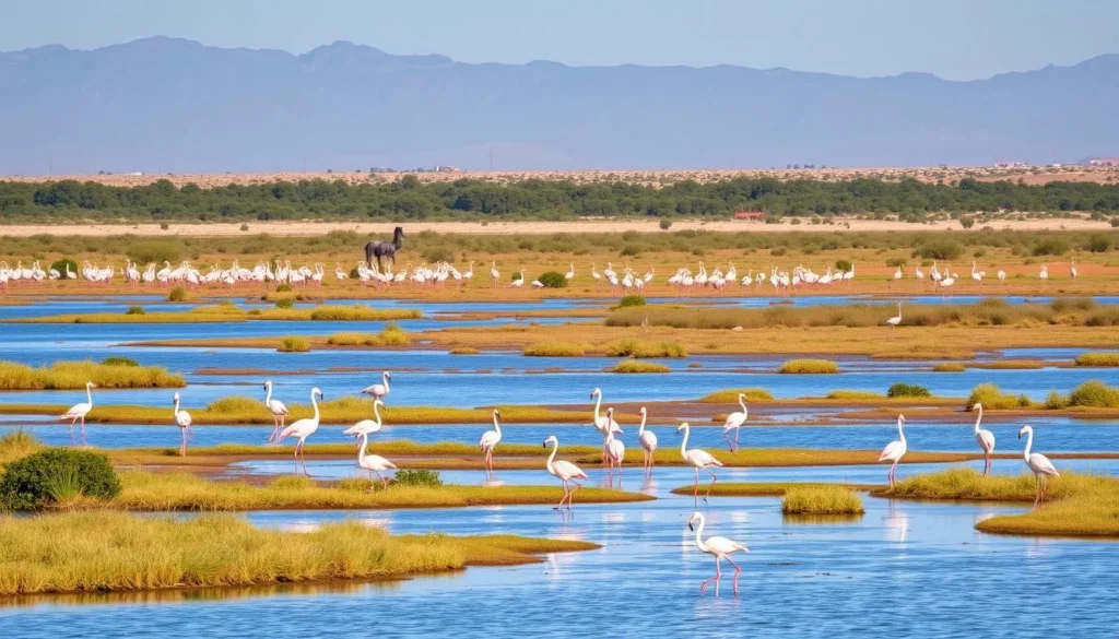 Souss-Massa National Park landscape with diverse wildlife and wetlands near Inezgane Souss-Massa National Park landscape with diverse wildlife and wetlands near Inezgane