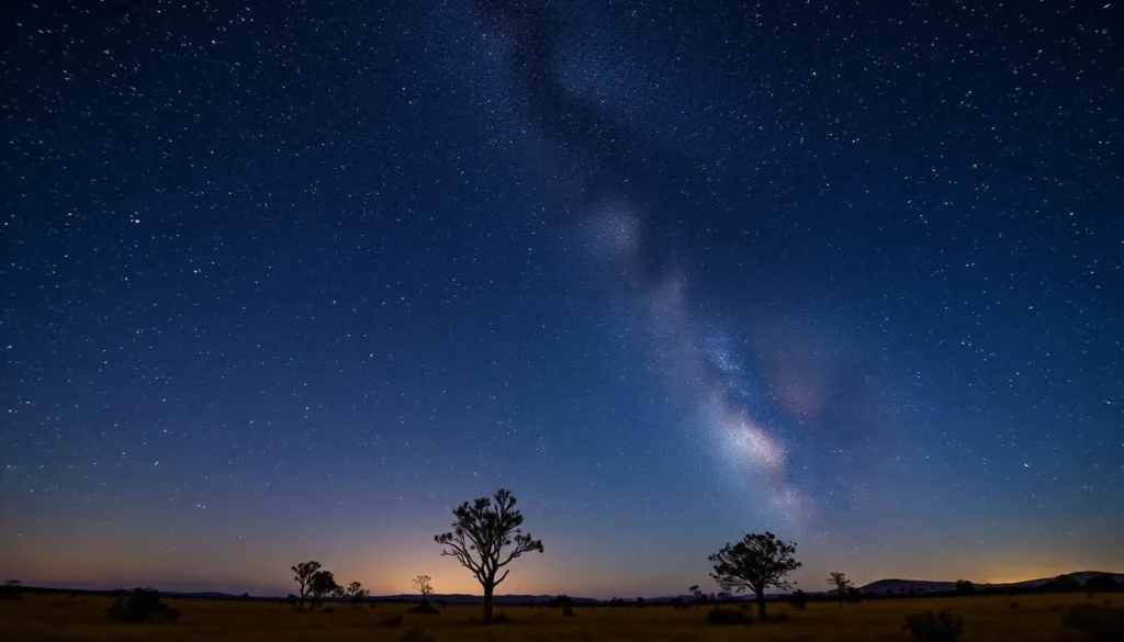 Spectacular starry night sky over Cunnamulla outback landscape Spectacular starry night sky over Cunnamulla outback landscape