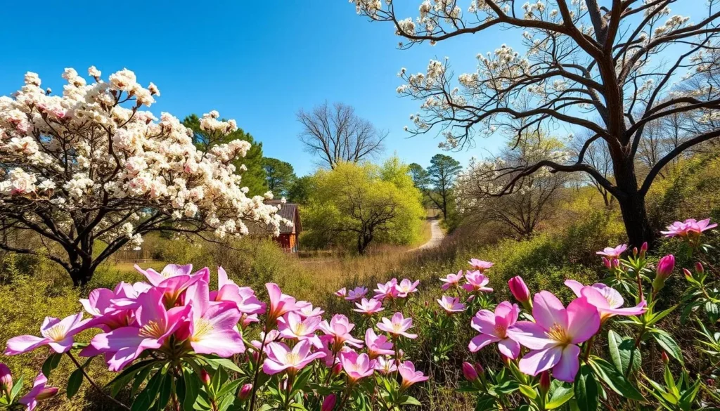 Spring blooms and flowering trees on Johns Island, South Carolina