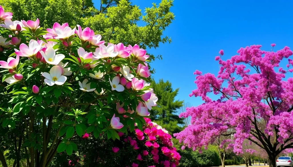 Spring blooms in Hanahan with azaleas and dogwoods in full color