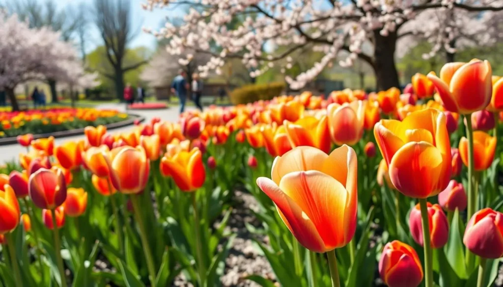 Spring blooms in Kyiv's Botanical Garden with colorful flowers and trees - Best time to visit Ukraine