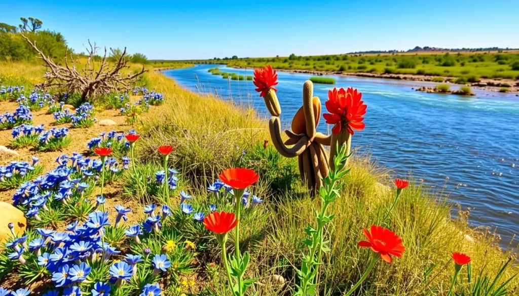 Spring wildflowers blooming along the banks of the Rio Grande Wild and Scenic River Spring wildflowers blooming along the banks of the Rio Grande Wild and Scenic River