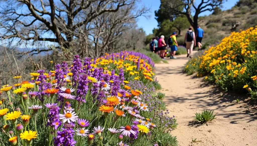 Spring wildflowers blooming along trails at Robert Louis Stevenson State Park, California