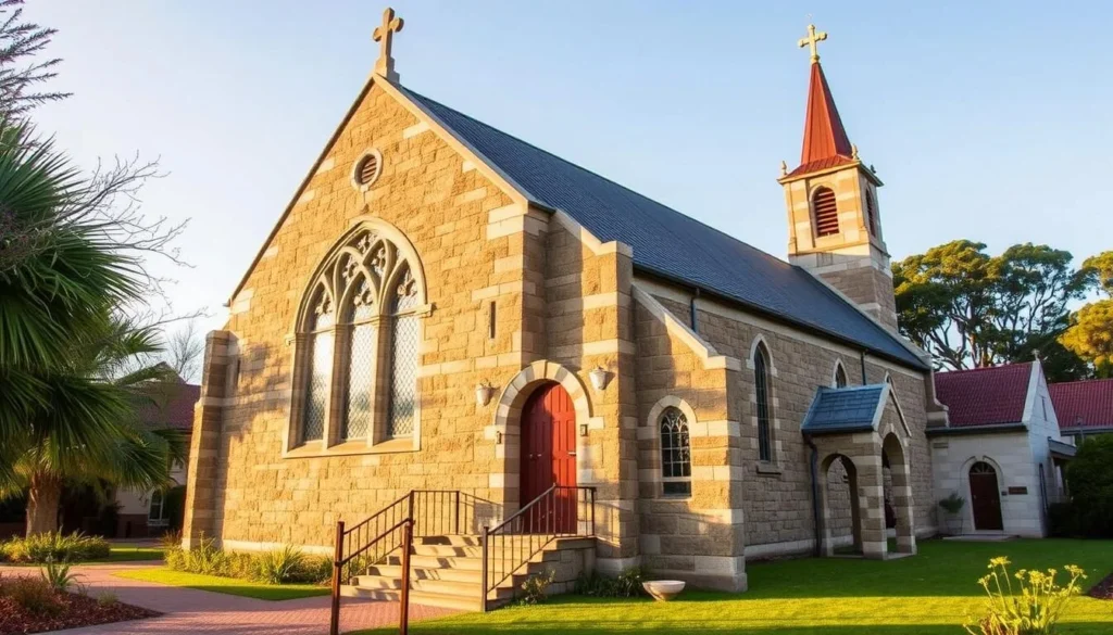 St. Barnabas Chapel on Norfolk Island with beautiful stained glass windows