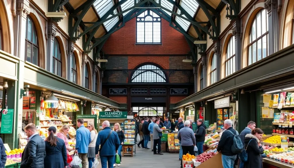 St. George's Market in Belfast with local vendors selling fresh produce and crafts St. George's Market in Belfast with local vendors selling fresh produce and crafts