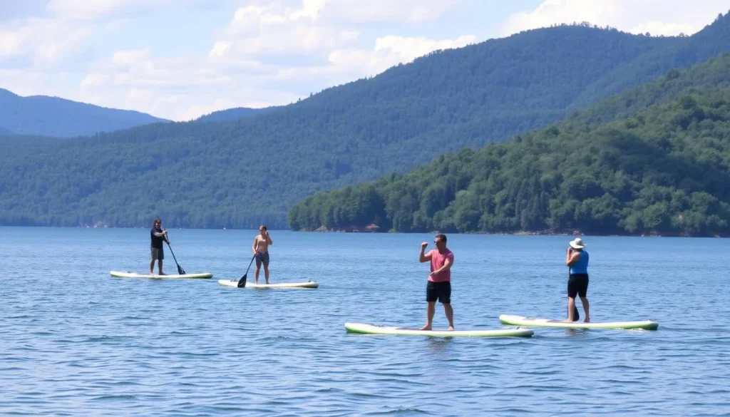 Standup paddleboarding on Bluestone Lake in Hinton, West Virginia