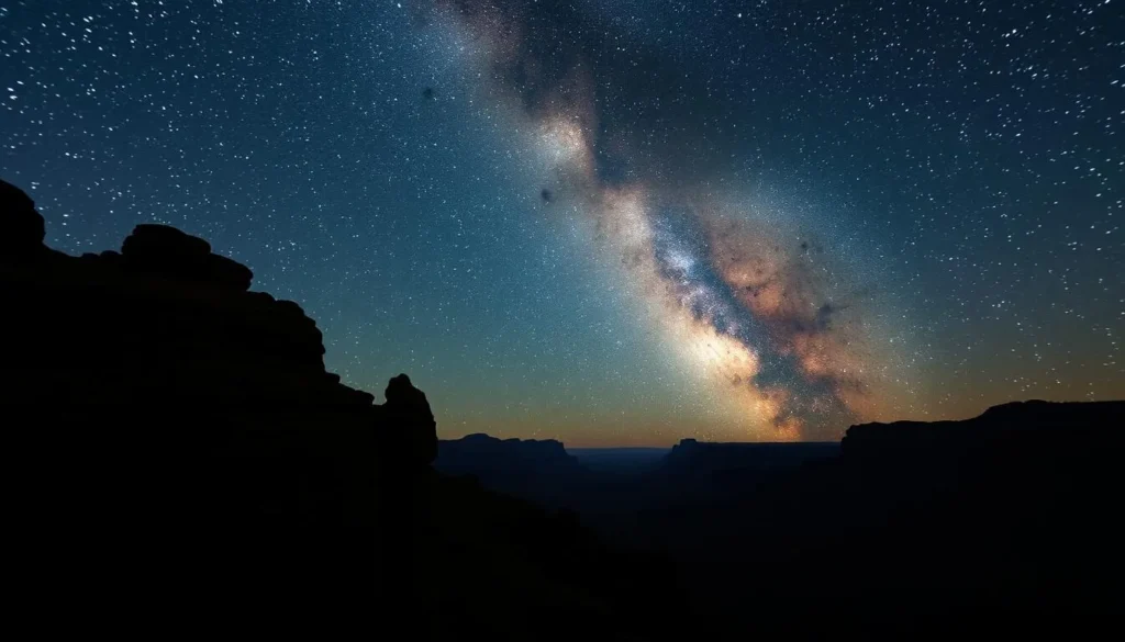Stargazing at Kings Canyon with the Milky Way visible over the canyon rim
