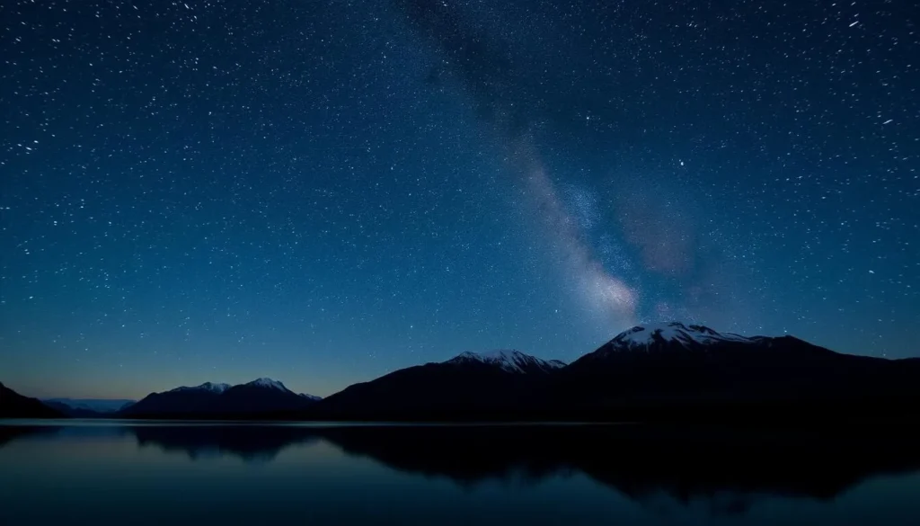 Stargazing at Lake Pukaki with the Milky Way visible over the lake and mountains