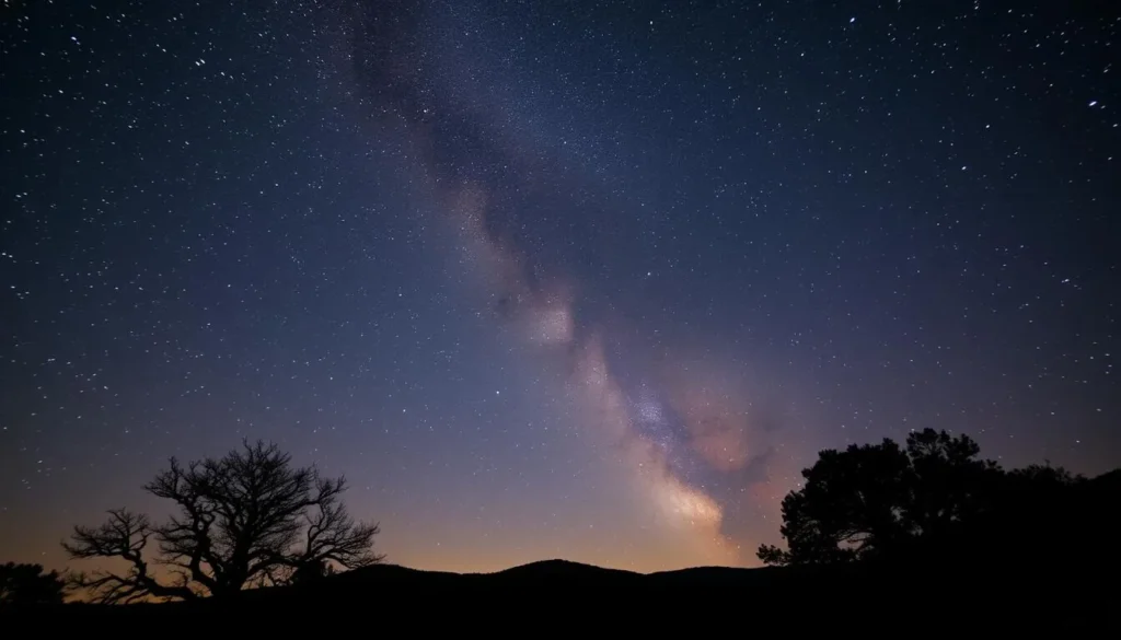 Stargazing at Lost Maples State Natural Area with the Milky Way visible over the Hill Country landscape