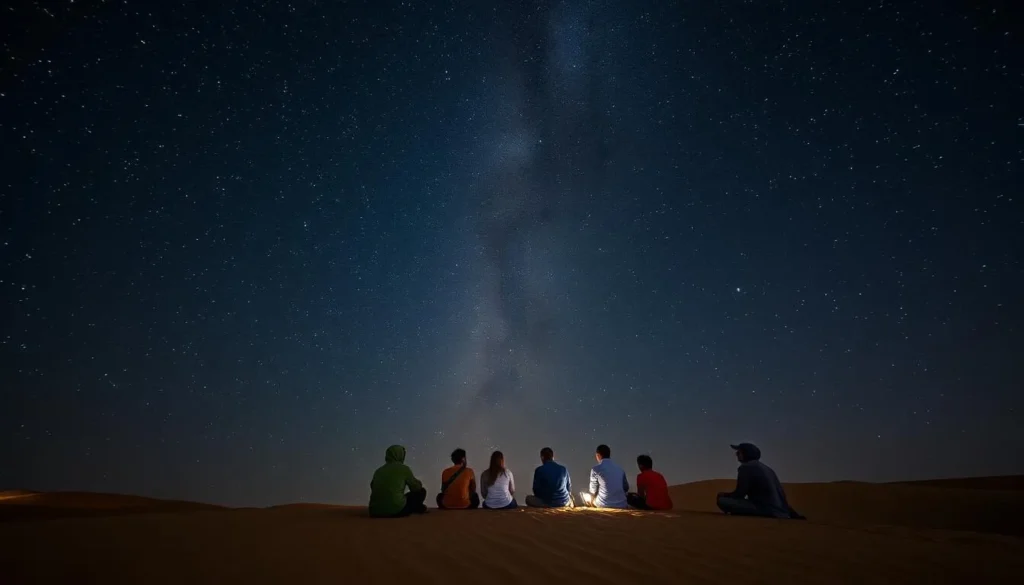 Stargazing in Wahiba Sands desert with Milky Way visible