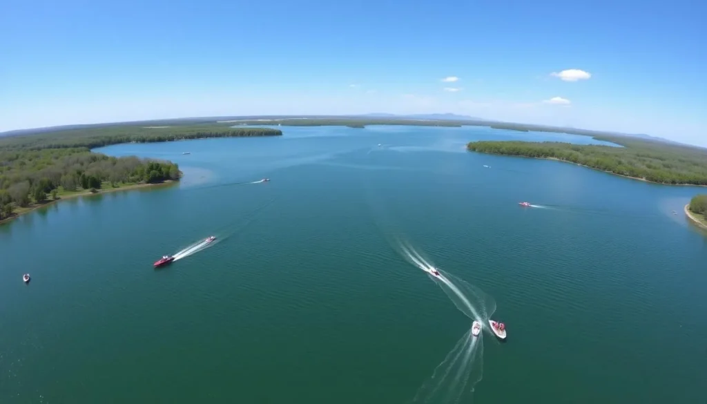 Stillhouse Hollow Lake with boats and water activities