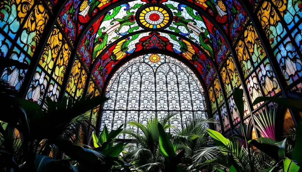 Stunning stained glass art at Cosmovitral Botanical Garden in Toluca, Mexico State Stunning stained glass art at Cosmovitral Botanical Garden in Toluca, Mexico State