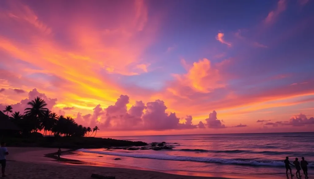 Stunning sunset over a Bali beach during dry season - Indonesia best things to do