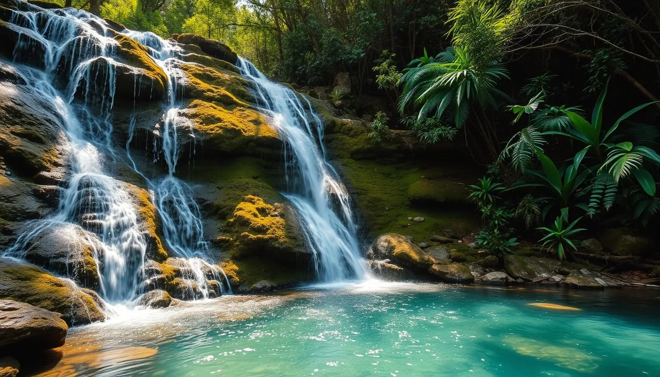 Stunning-waterfall-at-Billy-Barquedier-National-Park-Belize-with-tropical-forest-surroundings Stunning waterfall at Billy Barquedier National Park, Belize with tropical forest surroundings
