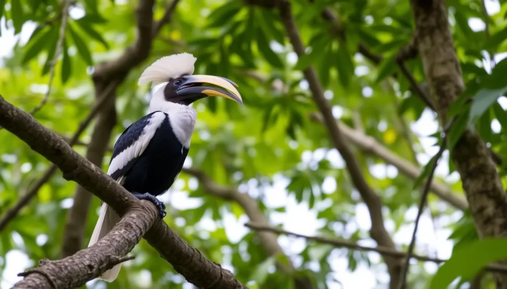 Sulawesi Hornbill perched on a tree branch in Gandang Dewata National Park Indonesia Sulawesi Hornbill perched on a tree branch in Gandang Dewata National Park Indonesia