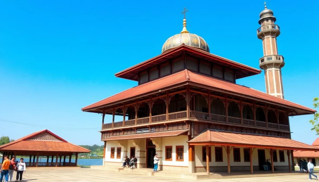 Sultan Suriansyah Mosque with its distinctive layered roof and traditional Banjarese architectural elements