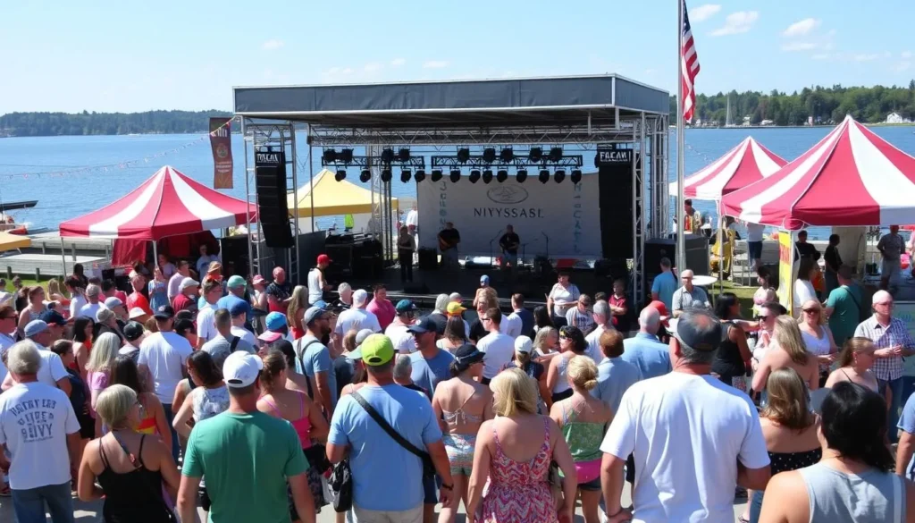 Summer festival celebration at North Bay waterfront with live music and food vendors