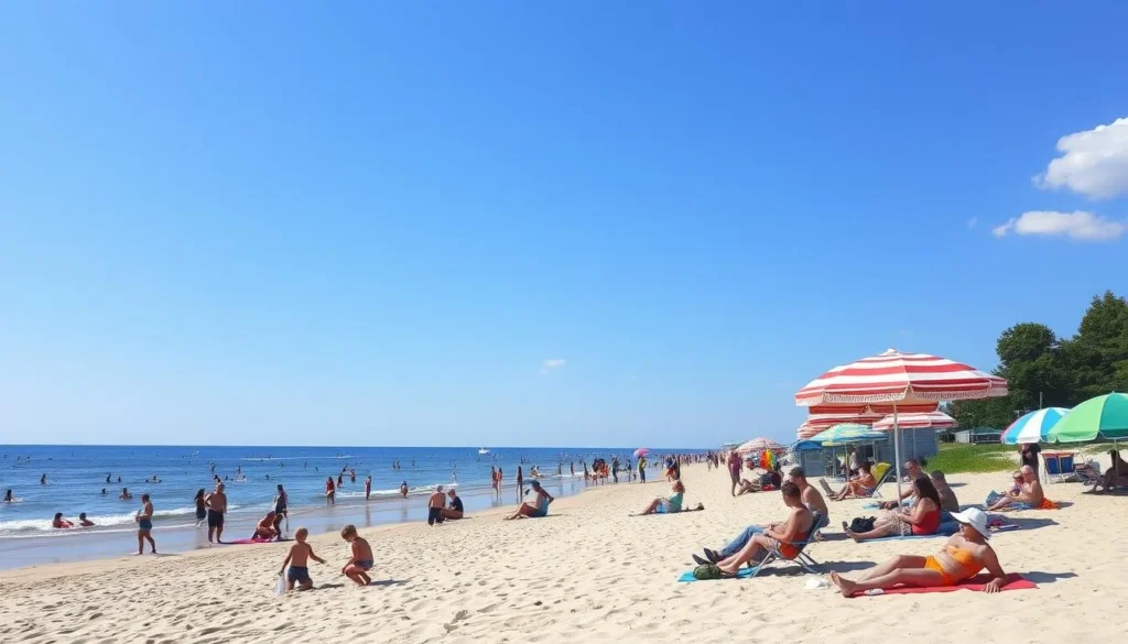 Summer scene at Svetlogorsk beach resort near Kaliningrad with tourists enjoying the Baltic Sea Summer scene at Svetlogorsk beach resort near Kaliningrad with tourists enjoying the Baltic Sea