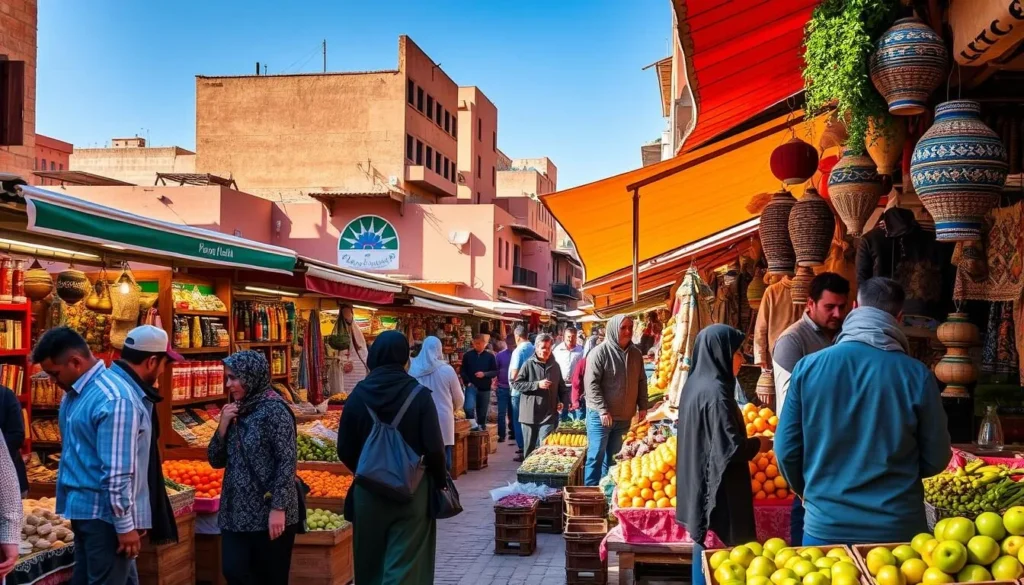 Sunday market (souk) in Midelt Morocco with local products