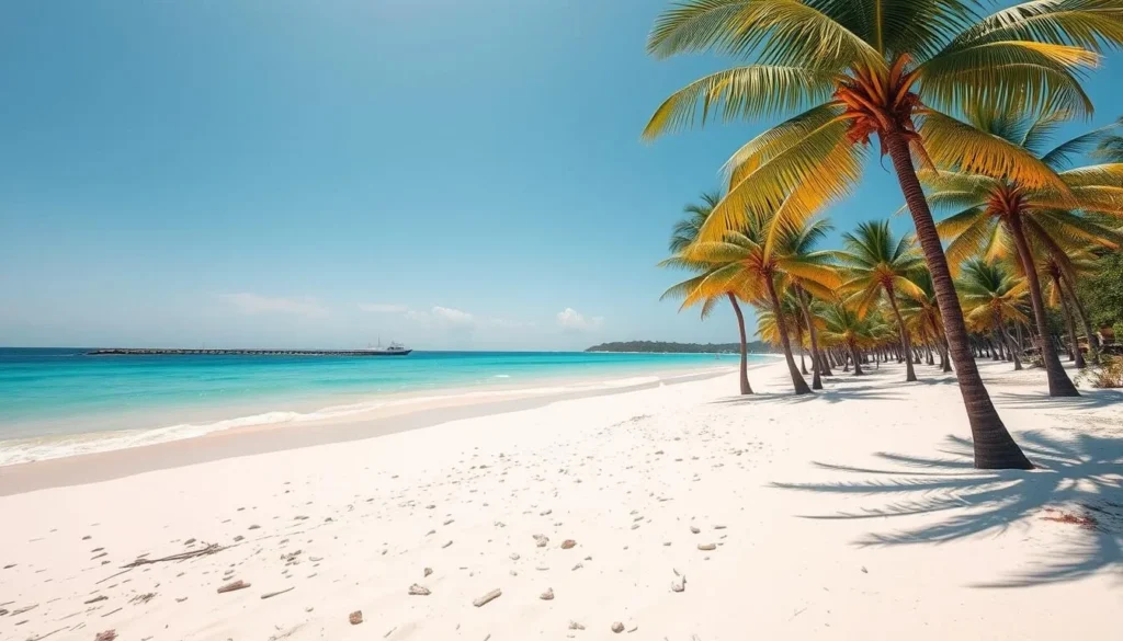 Sunny beach at Jeannette Kawas National Park Honduras during dry season