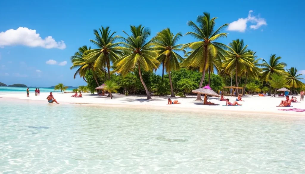Sunny beach day at Playa Paraíso in Isla de la Juventud during dry season