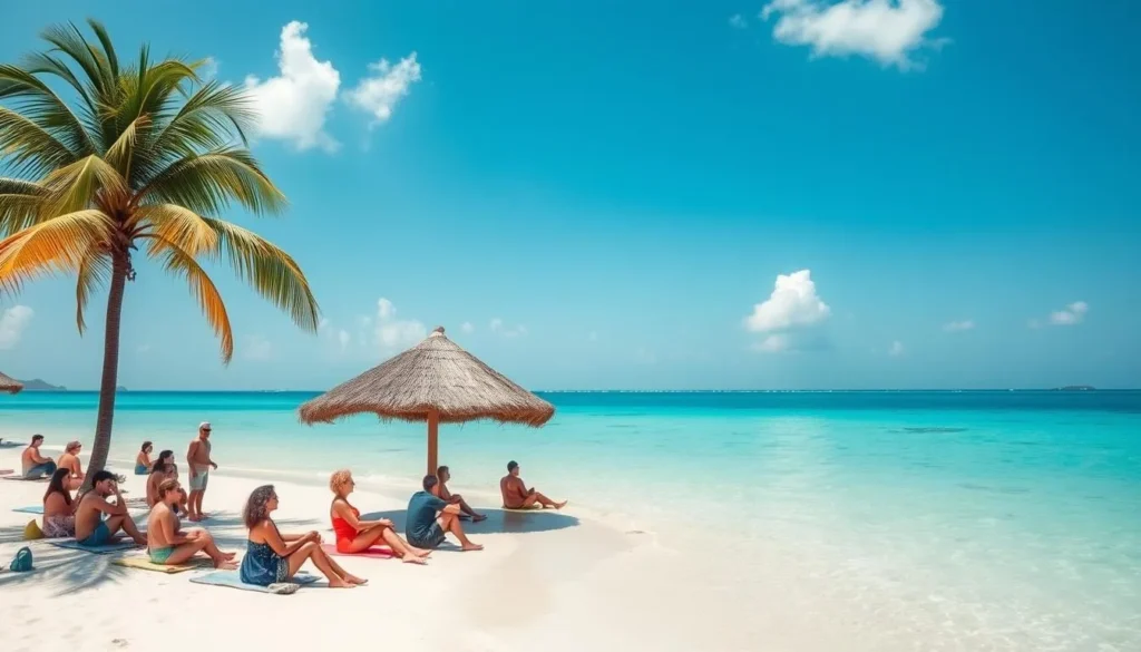 Sunny beach day in All Saints, Antigua during the dry season