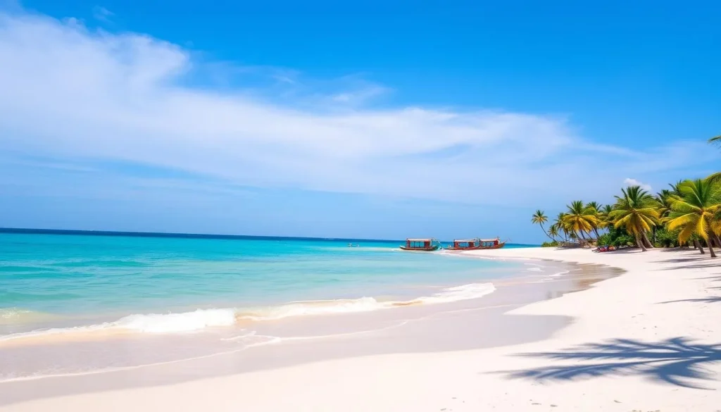 Sunny beach in Antalaha, Madagascar during the dry season showing perfect weather for things to do Sunny beach in Antalaha, Madagascar during the dry season showing perfect weather for things to do