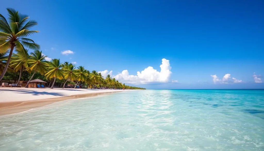 Sunny beach near Moa, Cuba during dry season