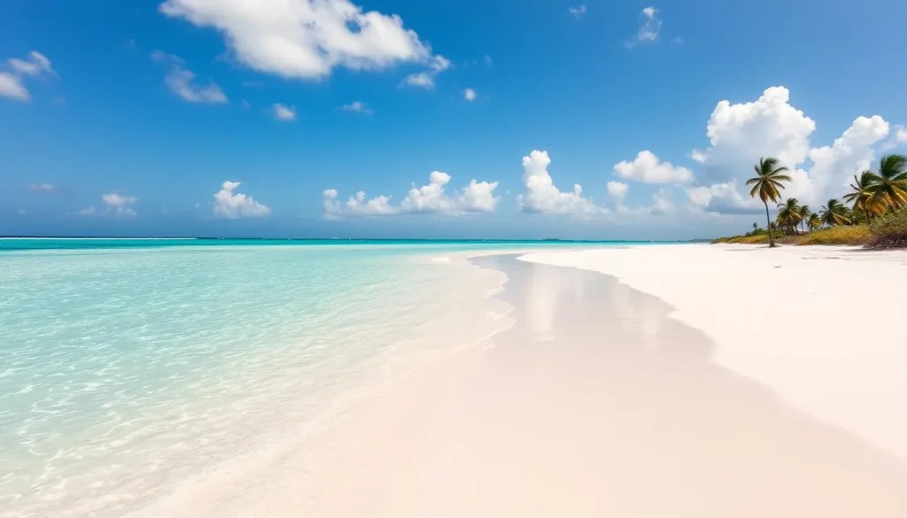 Sunny beach on Acklins Island during the dry season