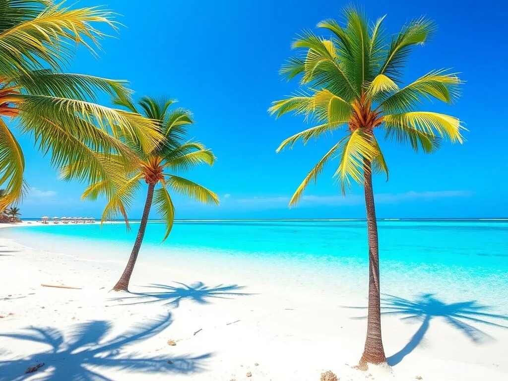 Sunny day at Baby Beach near San Nicolas Aruba with clear blue skies