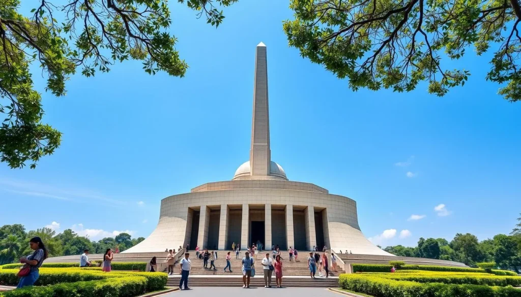 Sunny day at National Monument (Monas) in Jakarta with clear blue skies