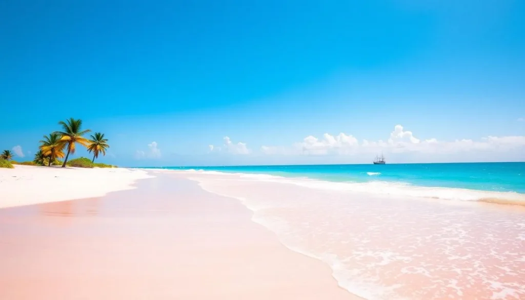 Sunny day at Palmetto Point beach in Antigua and Barbuda during dry season