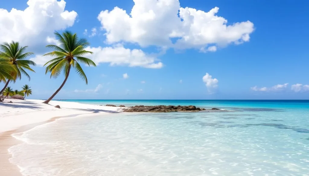Sunny day at Pelican Beach on Isla de Caja de Muertos showing perfect weather conditions
