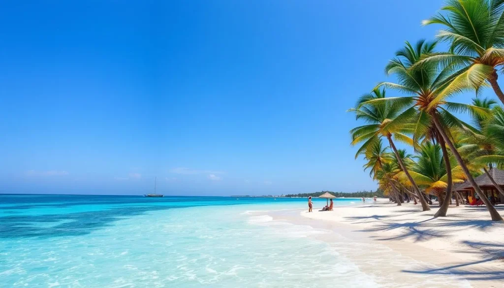 Sunny day at Playa Coral on Isla Ixtapa with clear blue waters perfect for snorkeling